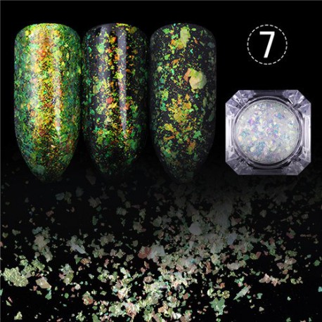 Galaxy Chameleon Flakes 07 - pyłek do paznokci + aplikator - 2 sposoby aplikacji