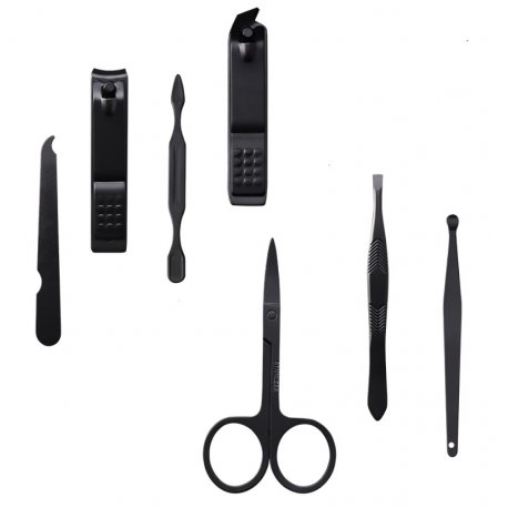 7-częściowy zestaw do manicure w etui - obcinacz, nożyczki, pęseta, pilnik
