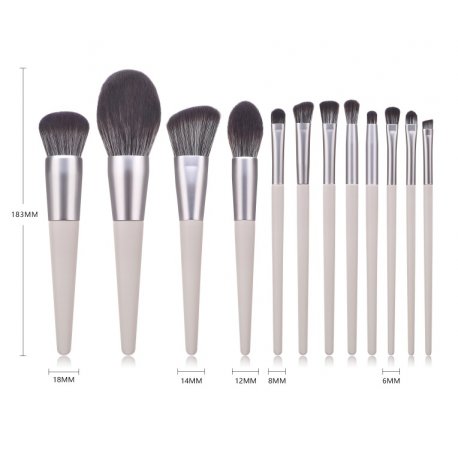 GlamRush Zestaw pędzli do makijażu - Grey Brush Set G150 - 12 szt. + etui/kosmetyczka