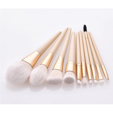 GlamRush Zestaw pędzli do makijażu - Gold - Nude Brush Set G160 - 10 szt. + etui/kosmetyczka