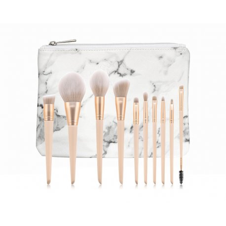 GlamRush Zestaw pędzli do makijażu - Gold - Nude Brush Set G160 - 10 szt. + etui/kosmetyczka