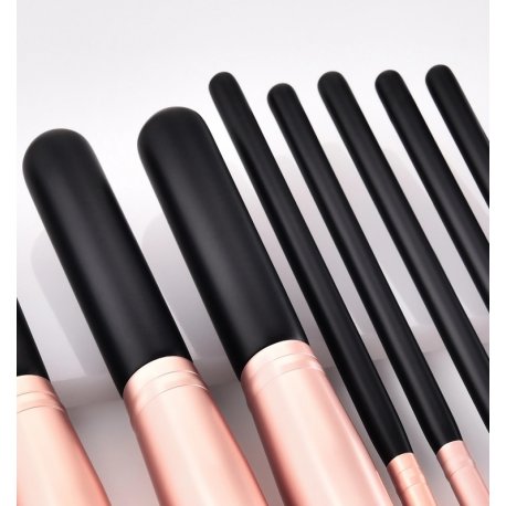 GlamRush Zestaw pędzli do makijażu - Kabuki Black - Rose Gold Brush Set G270 - 14 szt. + etui/kosmetyczka GlamRush Zestaw pędzli do makijażu - Kabuki Black - Rose Gold Brush Set G270 - 14 szt. + etui/kosmetyczka