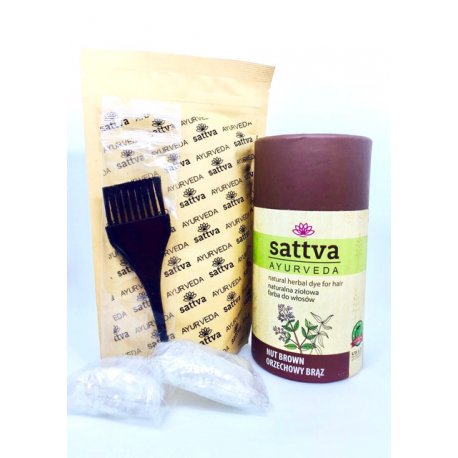 Sattva Henna - Nut Brown - Naturalna ziołowa farba do włosów 150g