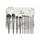 GlamRush Zestaw pędzli do makijażu - Steel Grey Brush Set G350 - 12 szt. + etui/kosmetyczka