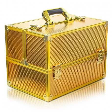 GlamRush złoty kuferek na kosmetyki, hybrydy - Gold L