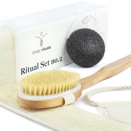 Body Rituals - Ritual Set No. 2 - zestaw szczotka do masażu, myjka, Konjac Sponge