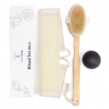 Body Rituals - Ritual Set No. 2 - zestaw szczotka do masażu, myjka, Konjac Sponge Body Rituals - Ritual Set No. 2 - zestaw szczotka do masażu, myjka, Konjac Sponge