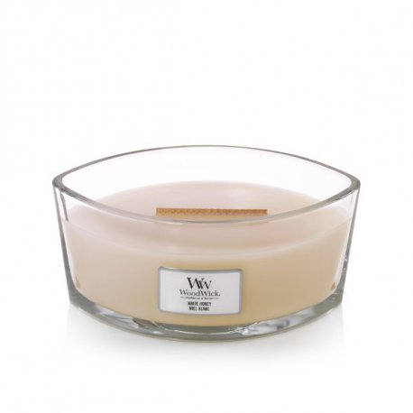 Woodwick White Honey Elipsa - Duża świeca zapachowa w kształcie elipsy