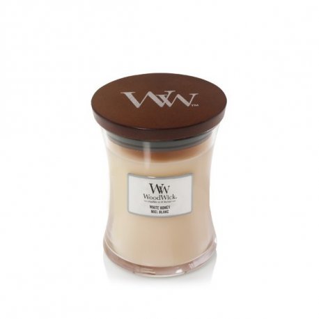 Woodwick White Honey - srednia świeca zapachowa