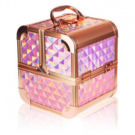 GlamRush kuferek na kosmetyki - Diamond Rose Gold Holo 3D S