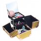 GlamRush kuferek na kosmetyki z lusterkiem - Gold 3D S