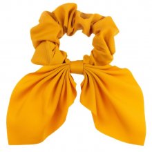 Gumka do włosów scrunchie z kokardą - musztardowy żółty