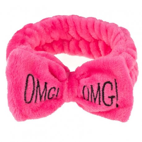 Kosmetyczna opaska do włosów OMG! z kokardą - różowa