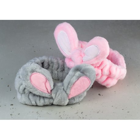 Kosmetyczna opaska do włosów uszy królika - różowa