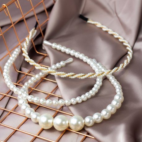 Opaska do włosów perełkowa - pearl - opaska ślubna