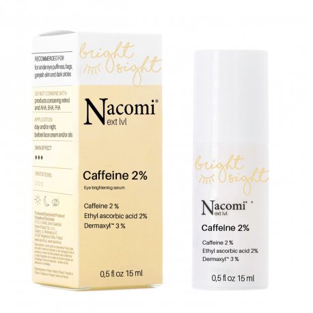 Nacomi Next Level - Caffeine 2% - Serum pod oczy - rozświetlające z Kofeiną 2% 15ml