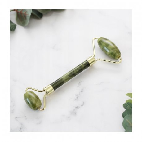 Dwustronny roller jadeitowy - masażer z zielonego jadeitu
