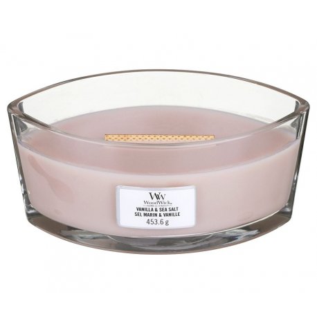 Woodwick Vanilla and Sea Salt Elipsa - Duża świeca zapachowa w kształcie elipsy