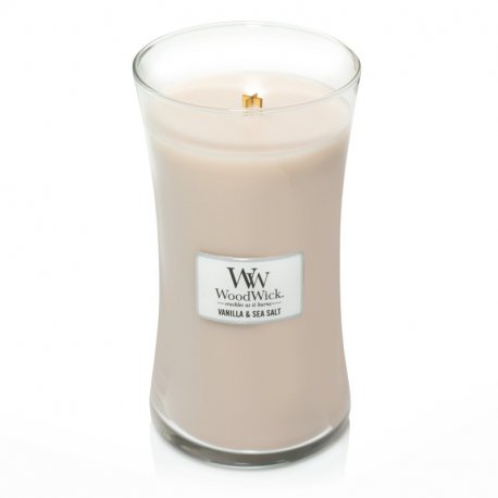 Woodwick Vanilla and Sea Salt - Duża świeca zapachowa