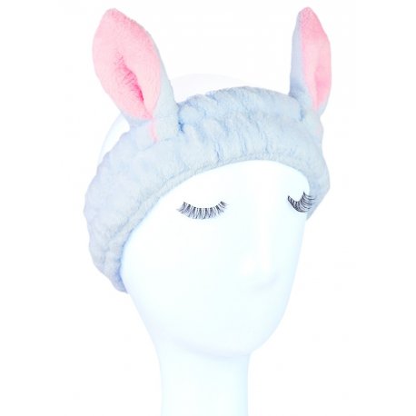 Kosmetyczna opaska do włosów uszy królika - siwa