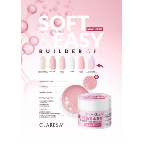 Claresa Soft  and Easy Builder Gel UV/LED - żel budujący z tiksotropią Champagne 90 g