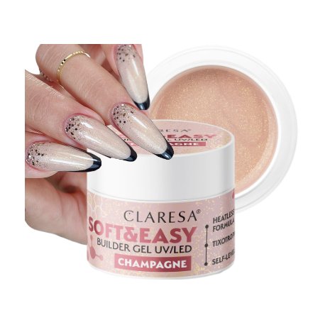 Claresa Soft  and Easy Builder Gel UV/LED - żel budujący z tiksotropią Champagne 90 g