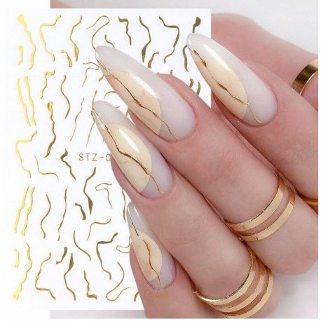 Złote naklejki na paznokcie - Liście