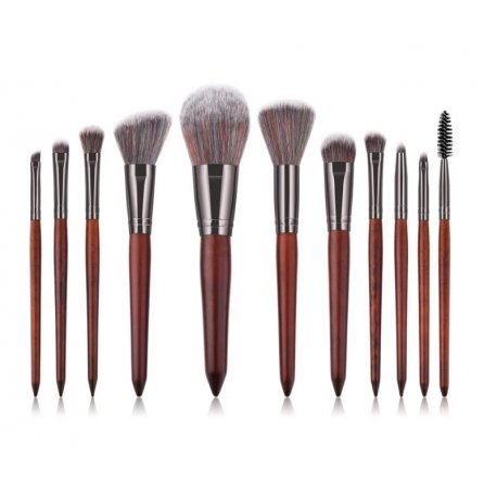 GlamRush Zestaw pędzli do makijażu - Wooden Brush Set G230 - 11 szt. + etui/kosmetyczka