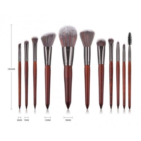 GlamRush Zestaw pędzli do makijażu - Wooden Brush Set G230 - 11 szt. + etui/kosmetyczka