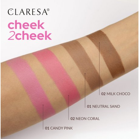 Claresa Cheek 2 Cheek Countur stick kremowy bronzer w sztyfcie - 01 Neutral Sand 6g