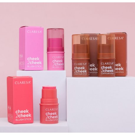 Claresa Cheek 2 Cheek Blushr stick kremowy Róż w sztyfcie - 02 Neon Coral 6g