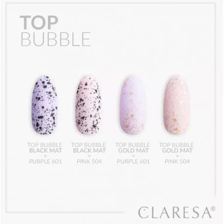 Claresa Bubble top Black Mat no wipe - Matowy top z czarnymi kropkami bez przemywania - 5g