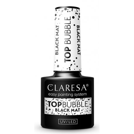 Claresa Bubble top Black Mat no wipe - Matowy top z czarnymi kropkami bez przemywania - 5g