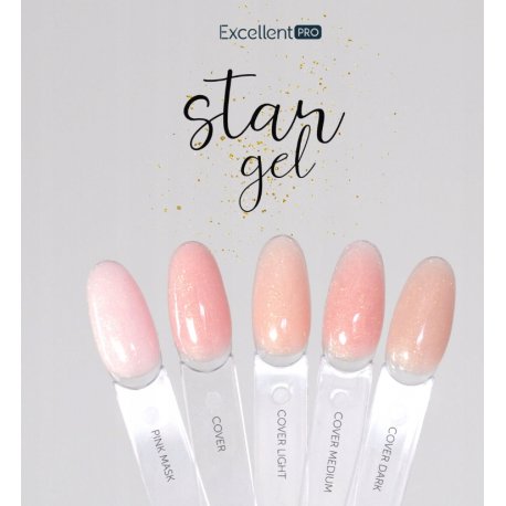 Excellent Pro Star Gel - Budujący żel ze złotą drobiną Pink Mask 50 g