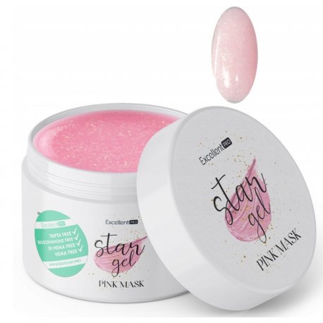 Excellent Pro Star Gel - Budujący żel ze złotą drobiną Pink Mask 15 g