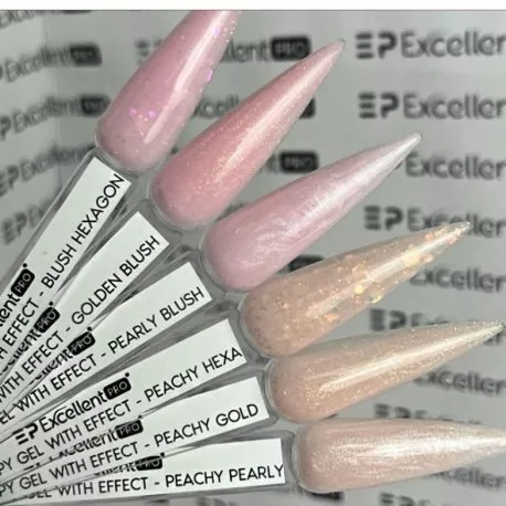 Excellent Pro Thixothropy with effect Gel - Brokatowy żel z tiksotropią Blush Hexagon 15 g