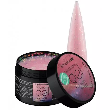 Excellent Pro Thixothropy with effect Gel - Brokatowy żel z tiksotropią Blush Hexagon 15 g