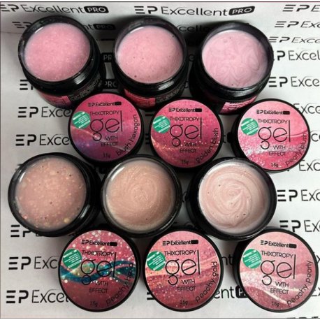 Excellent Pro Thixothropy with effect Gel - Brokatowy żel z tiksotropią Peachy Hexa 50 g