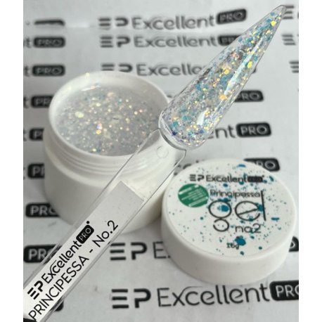 Excellent Pro Principessa Gel No 2 - brokatowy żel efekt princessa 15 g