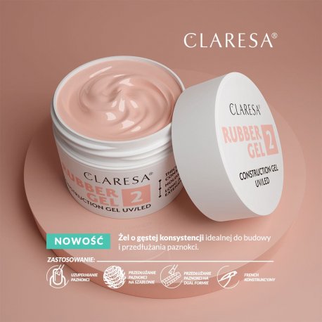 Claresa Rubber Gel UV/LED 2 - żel konstrukcyjny z tiksotropią 12 g