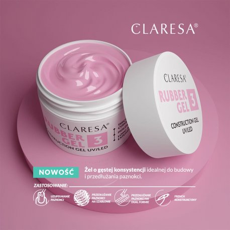 Claresa Rubber Gel UV/LED 3 - żel konstrukcyjny z tiksotropią 12 g