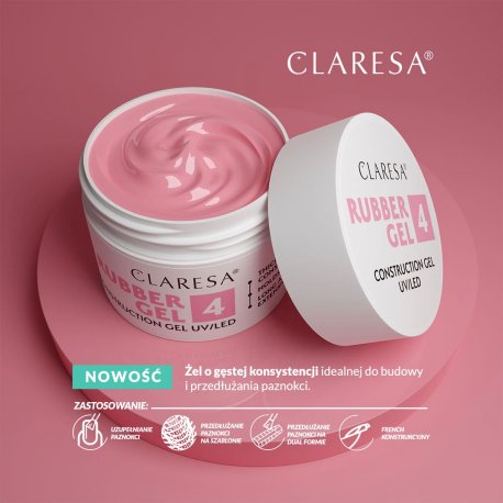 Claresa Rubber Gel UV/LED 4 - żel konstrukcyjny z tiksotropią 12 g