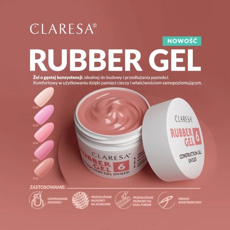 Claresa Rubber Gel UV/LED 6 - żel konstrukcyjny z tiksotropią 12 g