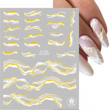 Złote naklejki na paznokcie - Smugi, marmurowe pęknięcia CC-082