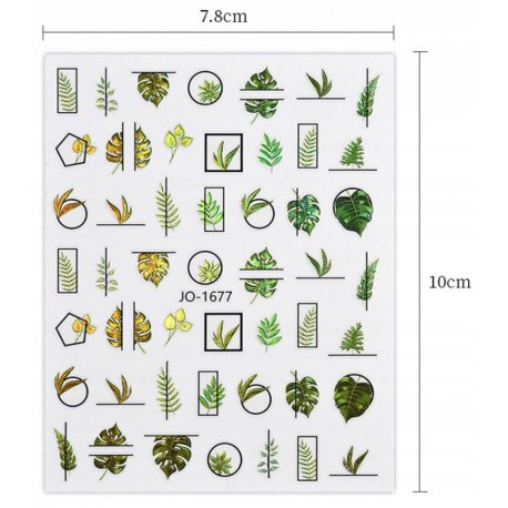 Naklejki na paznokcie - Rośliny, liście paproci, monstera JO-1677