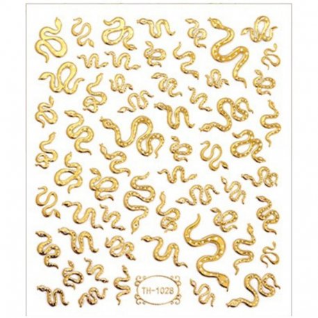 Złote naklejki na paznokcie - Złote węże TH-1028