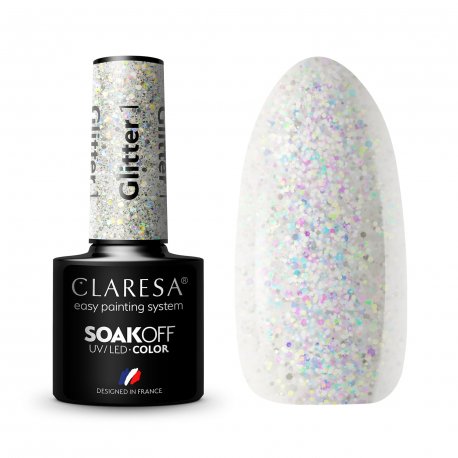 Claresa lakier hybrydowy UV/LED Glitter 1 (brokatowy) 5 g