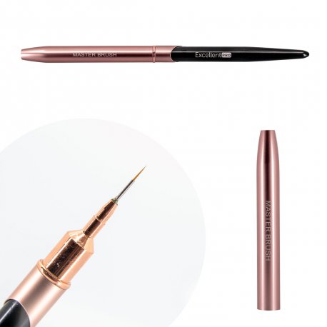 Excellent Pro Master Brush Rose Gold - Cienki pędzel do zdobienia paznokci, żelu 5 mm