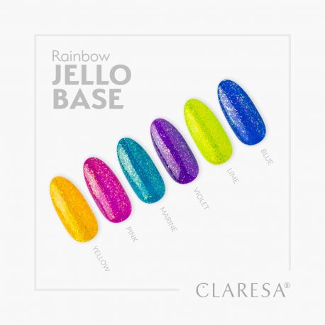 Claresa Rainbow Jello Base - Blue - bezkwasowa baza hybrydowa z kawałkami folii 5 g