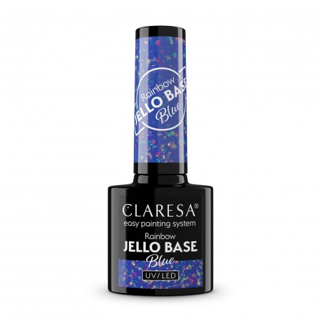 Claresa Rainbow Jello Base - Blue - bezkwasowa baza hybrydowa z kawałkami folii 5 g